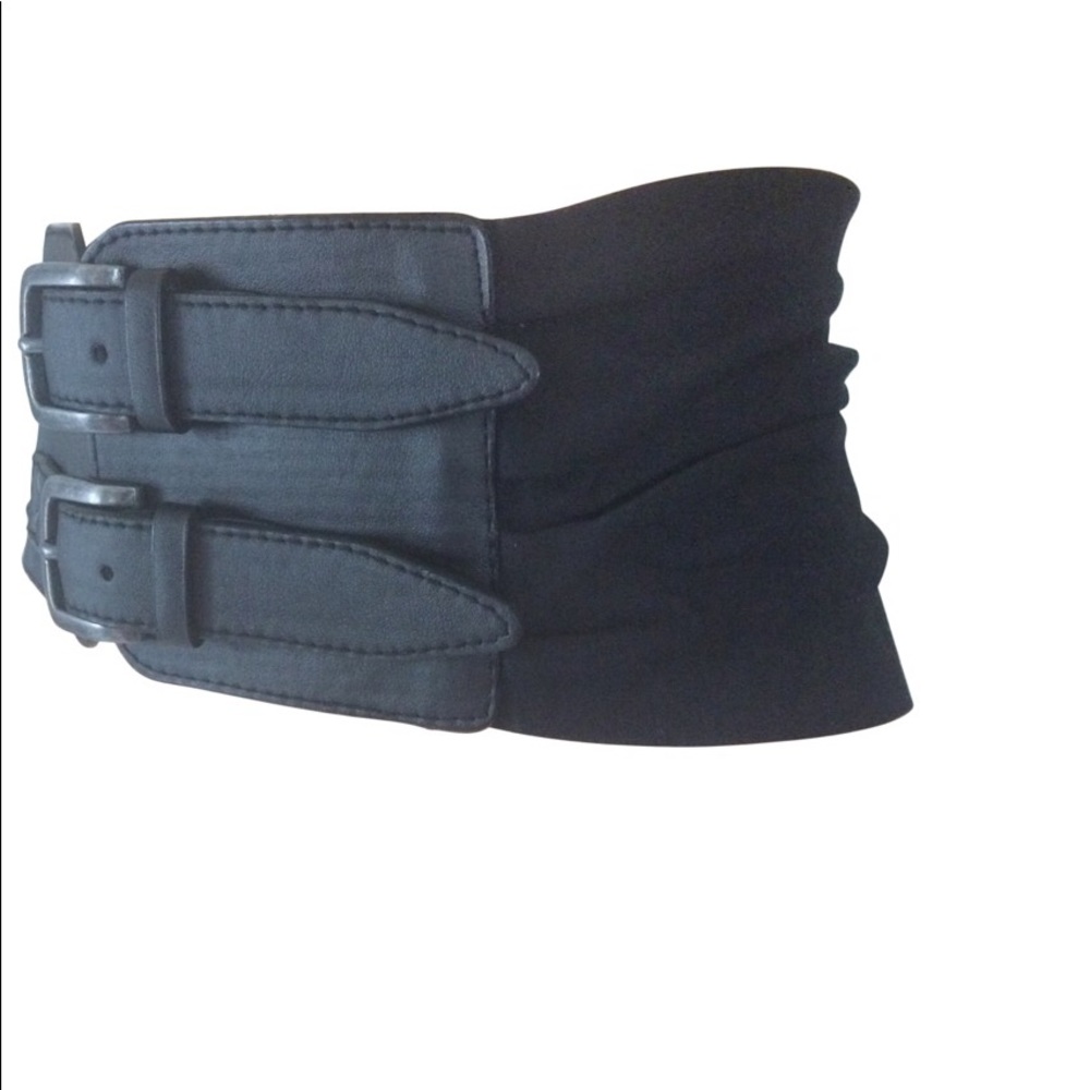 Wide Black Corset Belt Stretch Vegan Gothic Goth - Picture 2 of 3